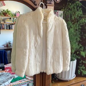 Elegant Cream Rabbit Fur Jacket (not faux fur)